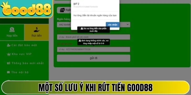 Một số lưu ý quan trọng khi rút tiền tại nhà cái